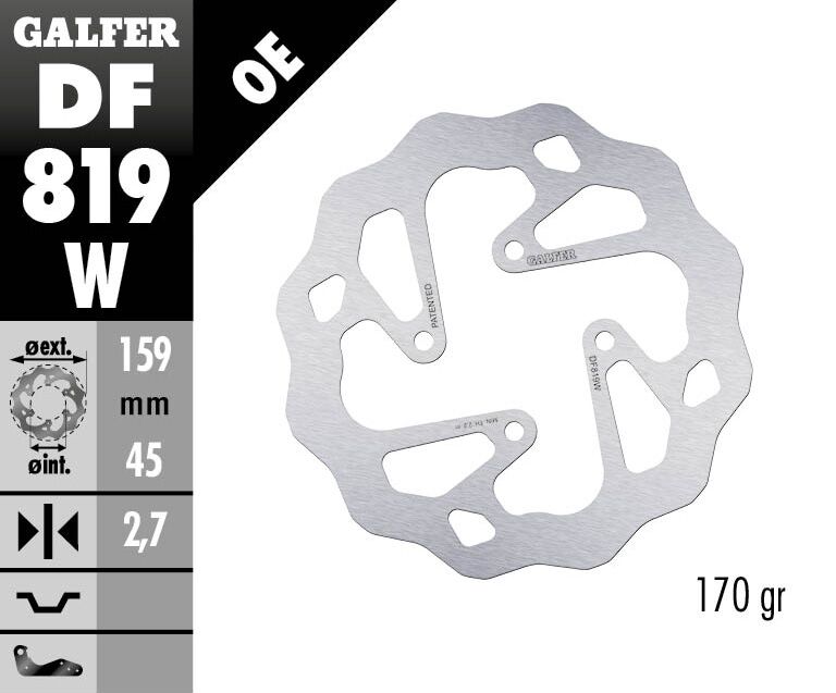 GALFER BRAKE ROTOR FIXED WAVE DF819W