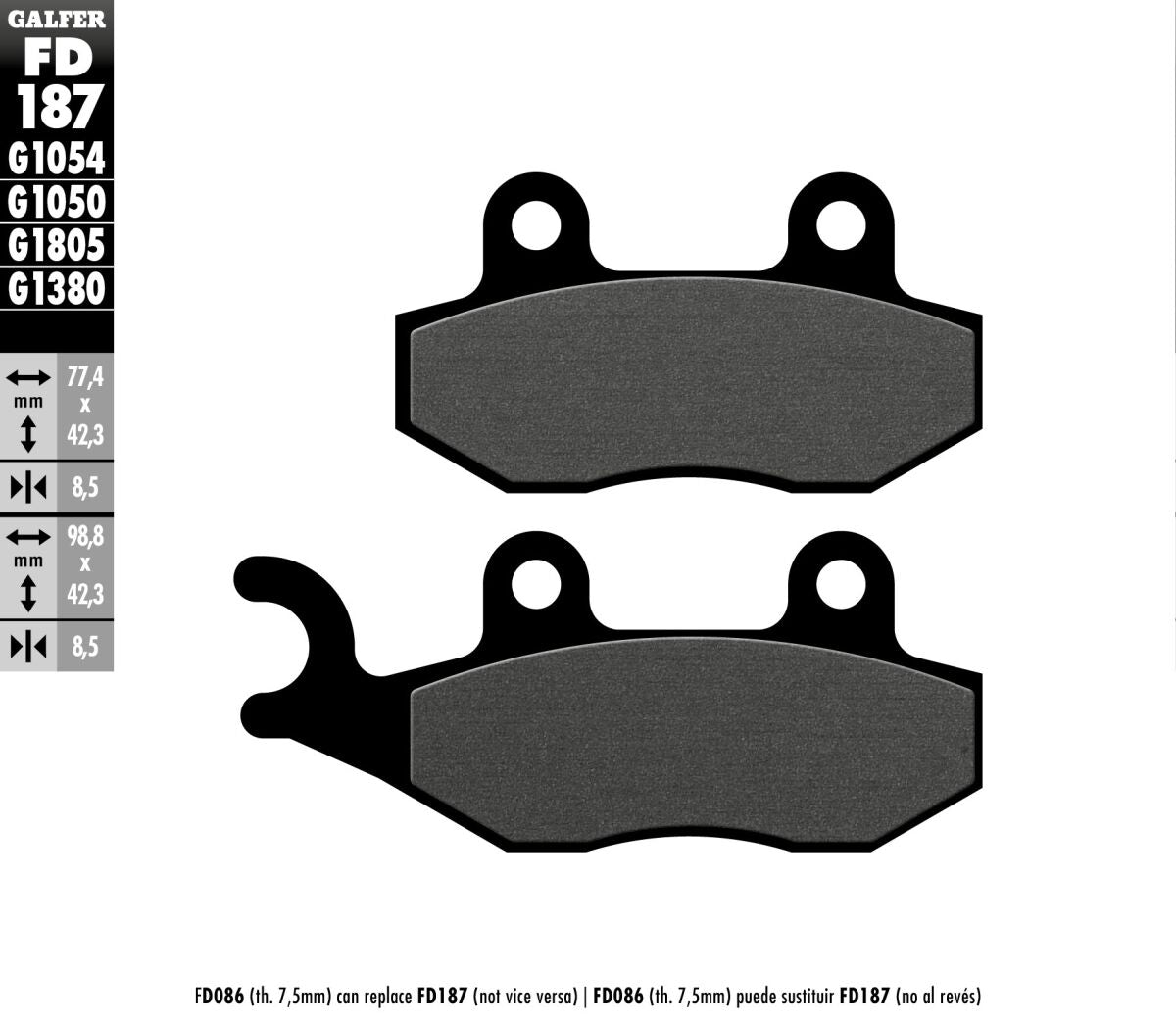 GALFER BRAKE PAD SEMI METAL SCOOTER FD187G1050