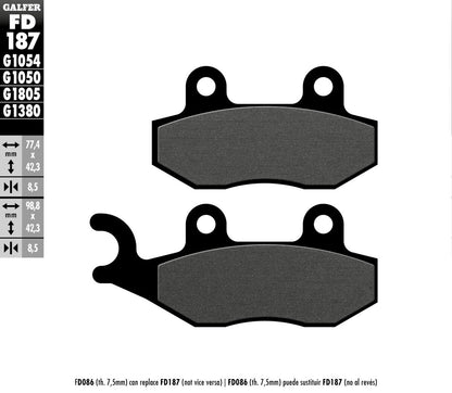 GALFER BRAKE PAD SEMI METAL SCOOTER FD187G1050
