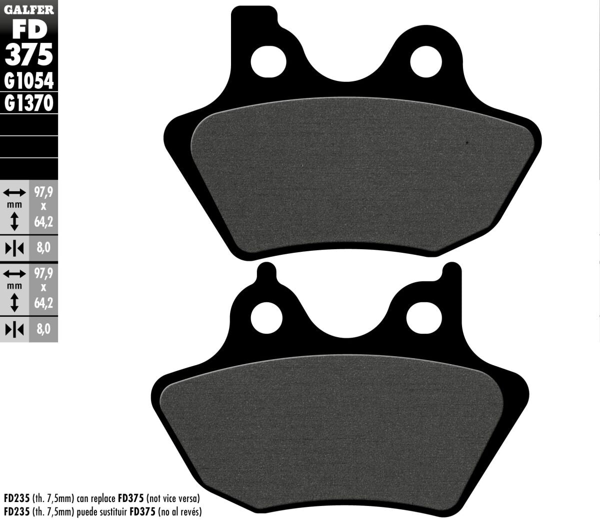 GALFER BRAKE PAD SEMI METAL FD375G1054