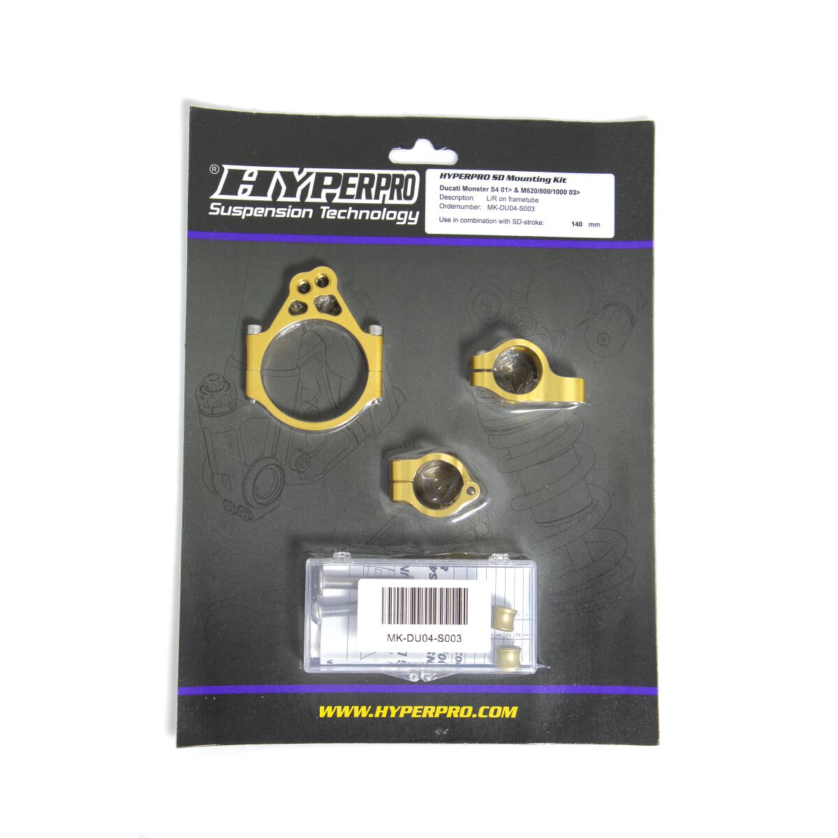 HYPERPRO SD MOUNT. KIT GOLD DUCATI MONS MK-DU04-S003