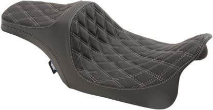 DRAG SPECIALTIES SEATS SEAT PREDATOR III DOUBLE DIAMOND BLACK/SILVER 0801-1115