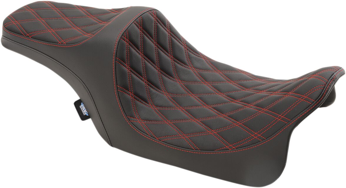 DRAG SPECIALTIES SEATS SEAT PREDATOR III DOUBLE DIAMOND BLACK/RED 0801-1116