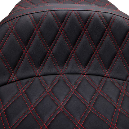 DRAG SPECIALTIES SEATS Seat Freedom Tour, Bk DD w/Rd stch vinyl, FLHT/R/X,FLHTC/U/G 08011507-4676D