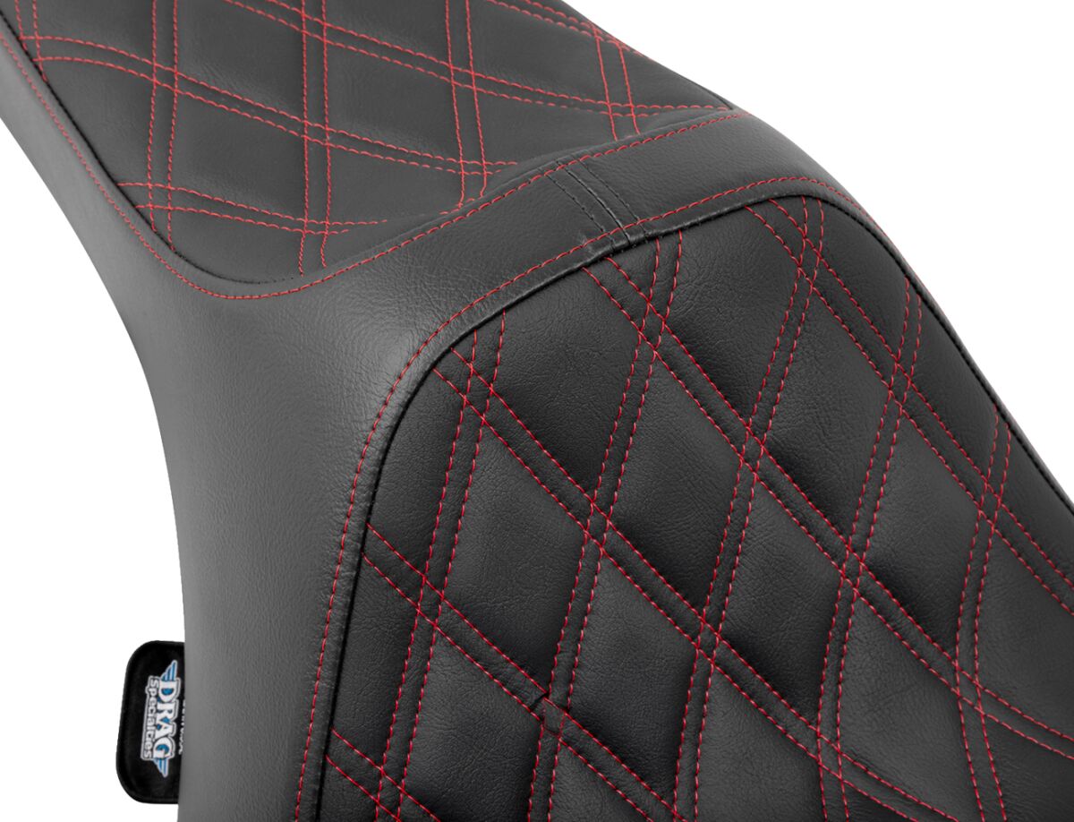 DRAG SPECIALTIES SEATS Seat Predator 3 Double Diamond Red Vinyl Touring 4686D
