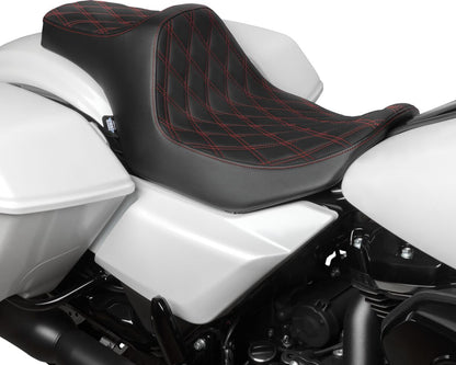 DRAG SPECIALTIES SEATS Seat Predator 3 Double Diamond Red Vinyl Touring 4686D