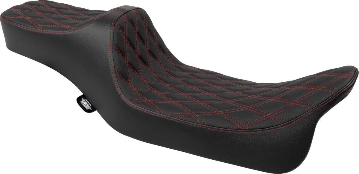 DRAG SPECIALTIES SEATS Seat Predator 3 2-Up Ext. Double Dia Red Vinyl Touring 4687D