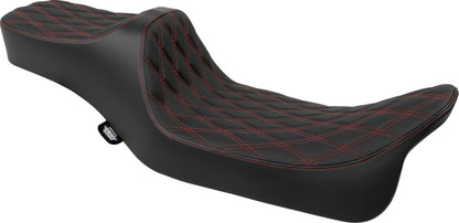 DRAG SPECIALTIES SEATS Seat Predator 3 2-Up Ext. Double Dia Red Vinyl Touring 4687D
