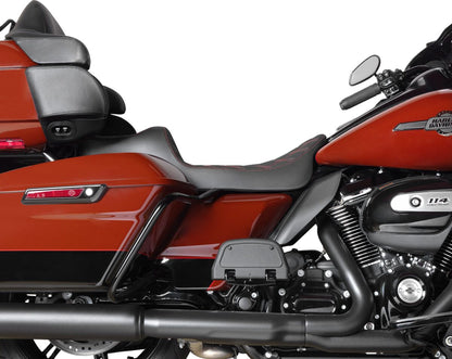 DRAG SPECIALTIES SEATS Seat Predator 3 2-Up Ext. Double Dia Red Vinyl Touring 4687D