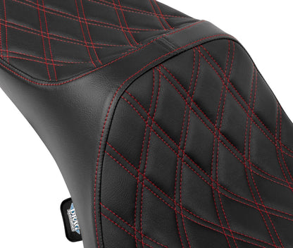 DRAG SPECIALTIES SEATS Seat Predator 3 2-Up Ext. Double Dia Red Vinyl Touring 4687D