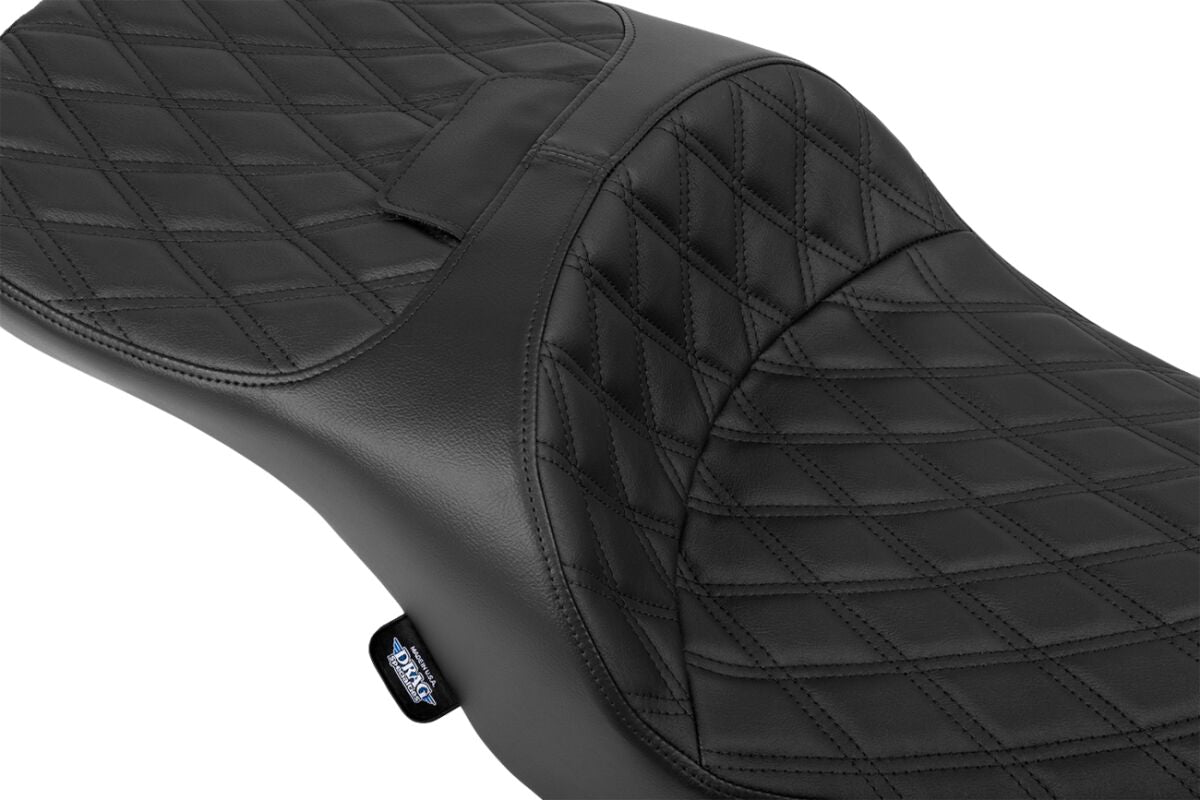 DRAG SPECIALTIES SEATS Forward Position Freedom Seat - Vinyl/Solar Leather - Black Double Diamond Stitch - FLH/FLT '23-'25 4715F