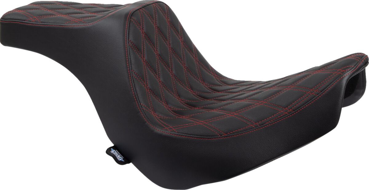 DRAG SPECIALTIES SEATS Predator III Seat - Double Diamond - Black w/ Red Stitching - Softail 18+ 0802-1492