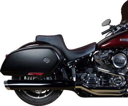 DRAG SPECIALTIES SEATS Predator III Seat - Double Diamond - Black w/ Red Stitching - Softail 18+ 0802-1492