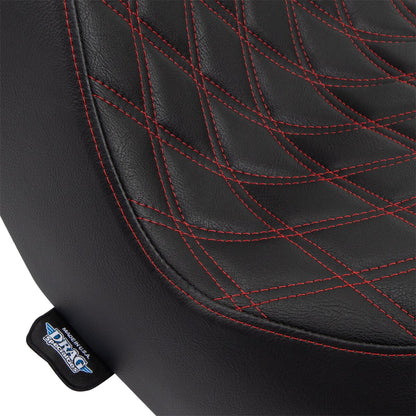 DRAG SPECIALTIES SEATS Predator III Seat - Double Diamond - Black w/ Red Stitching - Softail 18+ 0802-1492