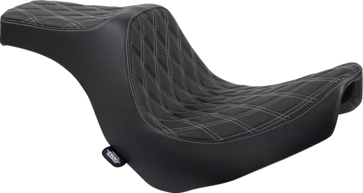 DRAG SPECIALTIES SEATS Predator III Seat - Double Diamond - Black w/ Silver Stitching - Softail 18+ 0802-1493
