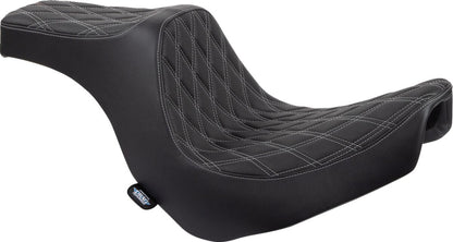 DRAG SPECIALTIES SEATS Predator III Seat - Double Diamond - Black w/ Silver Stitching - Softail 18+ 0802-1493