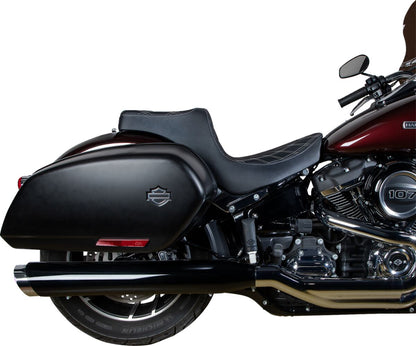 DRAG SPECIALTIES SEATS Predator III Seat - Double Diamond - Black w/ Silver Stitching - Softail 18+ 0802-1493