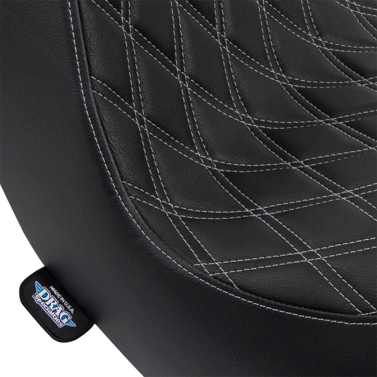 DRAG SPECIALTIES SEATS Predator III Seat - Double Diamond - Black w/ Silver Stitching - Softail 18+ 0802-1493