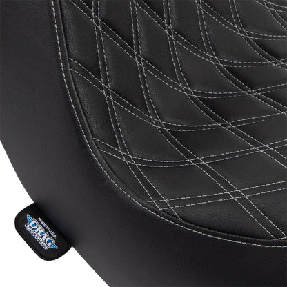 DRAG SPECIALTIES SEATS Predator III Seat - Double Diamond - Black w/ Silver Stitching - Softail 18+ 0802-1493