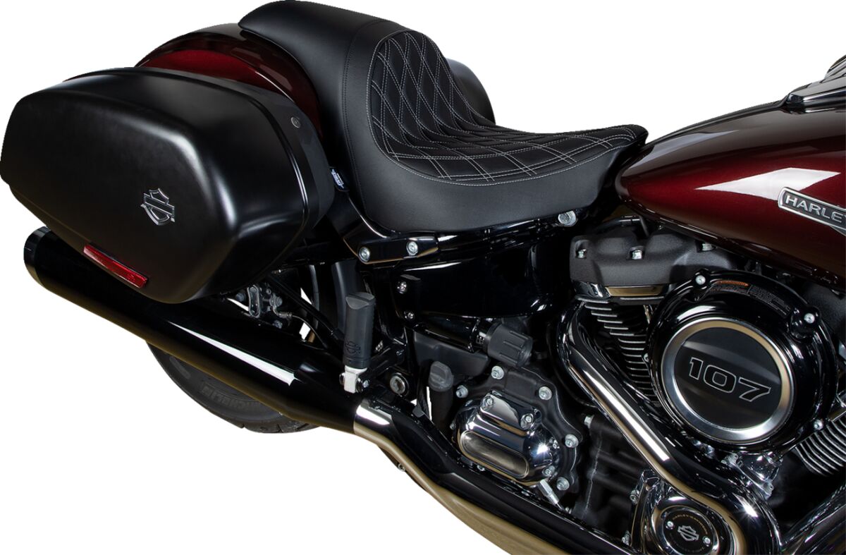DRAG SPECIALTIES SEATS Predator Seat - Double Diamond w/ Silver Sitching - Vinyl - FL 0802-1518
