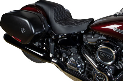 DRAG SPECIALTIES SEATS Predator Seat - Double Diamond w/ Silver Sitching - Vinyl - FL 0802-1518