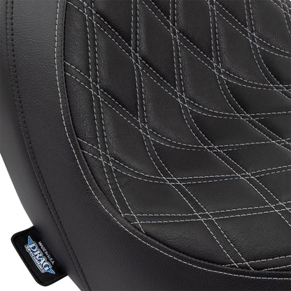 DRAG SPECIALTIES SEATS Predator Seat - Double Diamond w/ Silver Sitching - Vinyl - FL 0802-1518