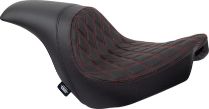 DRAG SPECIALTIES SEATS Predator Seat - Double Diamond w/ Red Sitching - Vinyl - FL 0802-1519