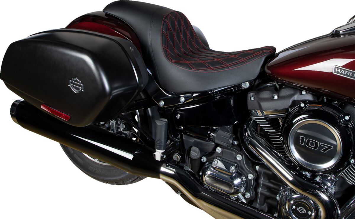 DRAG SPECIALTIES SEATS Predator Seat - Double Diamond w/ Red Sitching - Vinyl - FL 0802-1519