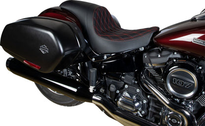 DRAG SPECIALTIES SEATS Predator Seat - Double Diamond w/ Red Sitching - Vinyl - FL 0802-1519