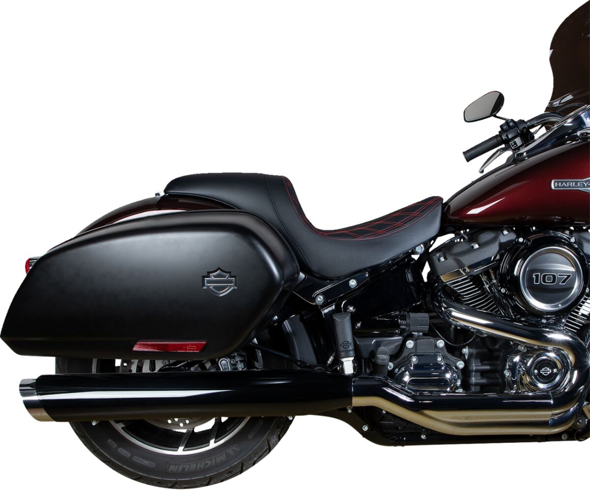 DRAG SPECIALTIES SEATS Predator Seat - Double Diamond w/ Red Sitching - Vinyl - FL 0802-1519