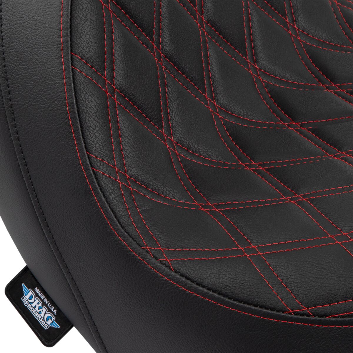 DRAG SPECIALTIES SEATS Predator Seat - Double Diamond w/ Red Sitching - Vinyl - FL 0802-1519