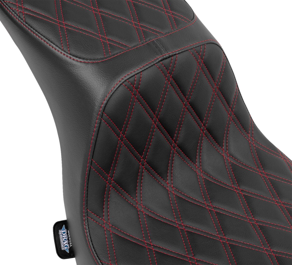 DRAG SPECIALTIES SEATS Predator 2-Up Seat - Double Diamond - Red Stitching - FL/FX 4688D