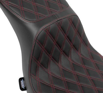 DRAG SPECIALTIES SEATS Predator 2-Up Seat - Double Diamond - Red Stitching - FL/FX 4688D