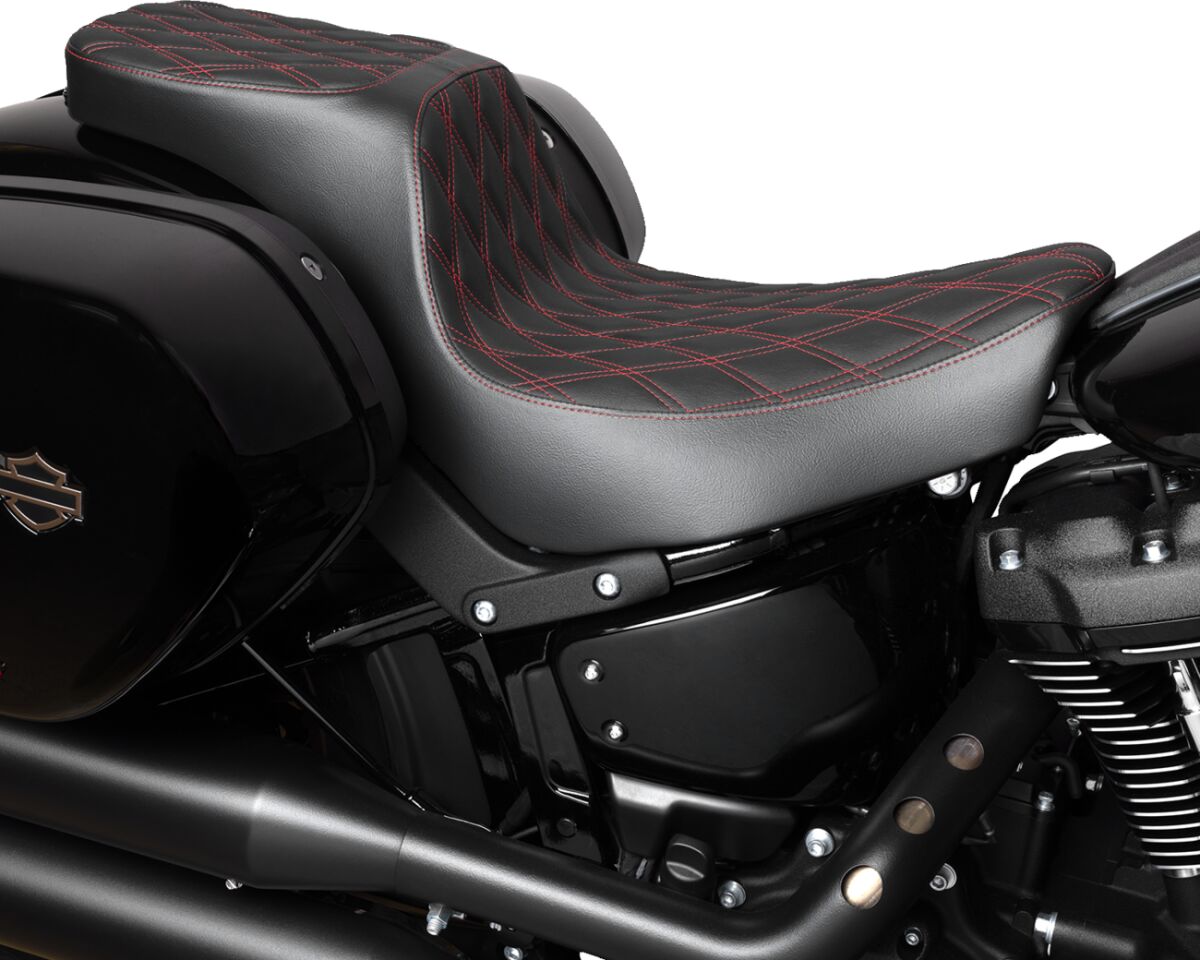 DRAG SPECIALTIES SEATS Predator 2-Up Seat - Double Diamond - Red Stitching - FL/FX 4688D