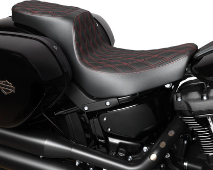 DRAG SPECIALTIES SEATS Predator 2-Up Seat - Double Diamond - Red Stitching - FL/FX 4688D