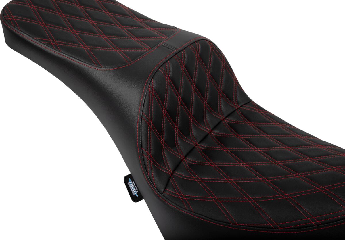 DRAG SPECIALTIES SEATS Freedom Seat - Vinyl - Double Diamond Red Stitch 4719D