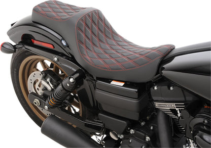 DRAG SPECIALTIES SEATS SEAT PREDATOR III DOUBLE DIAMOND BLACK/RED 0803-0604