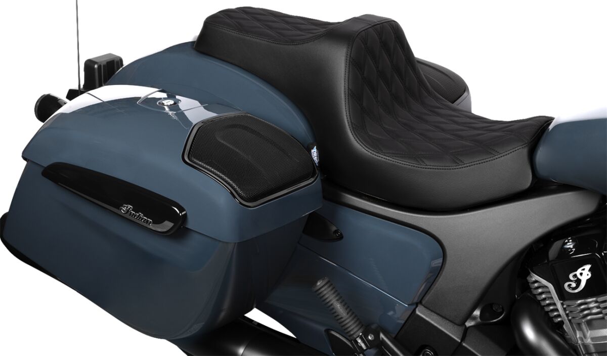 DRAG SPECIALTIES SEATS Predator III Seat - Vinyl - Double Diamond - Black Stitch - Challenger 4718B