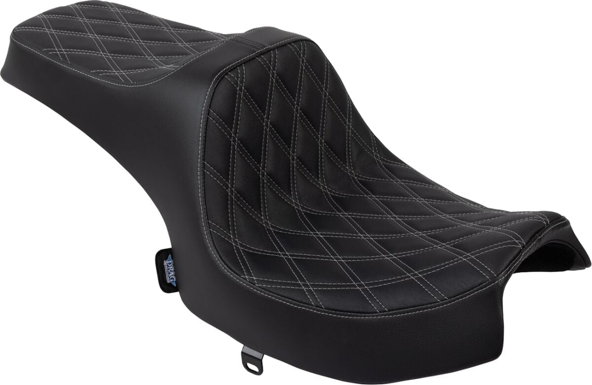 DRAG SPECIALTIES SEATS Predator III Seat - Vinyl - Double Diamond - Silver Stitch - Challenger 4718C