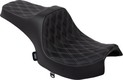 DRAG SPECIALTIES SEATS Predator III Seat - Vinyl - Double Diamond - Silver Stitch - Challenger 4718C
