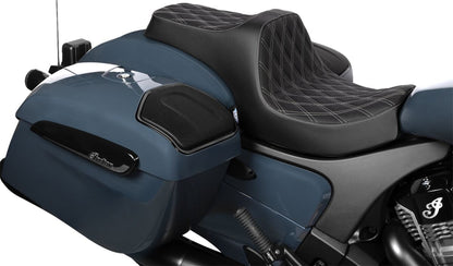 DRAG SPECIALTIES SEATS Predator III Seat - Vinyl - Double Diamond - Silver Stitch - Challenger 4718C