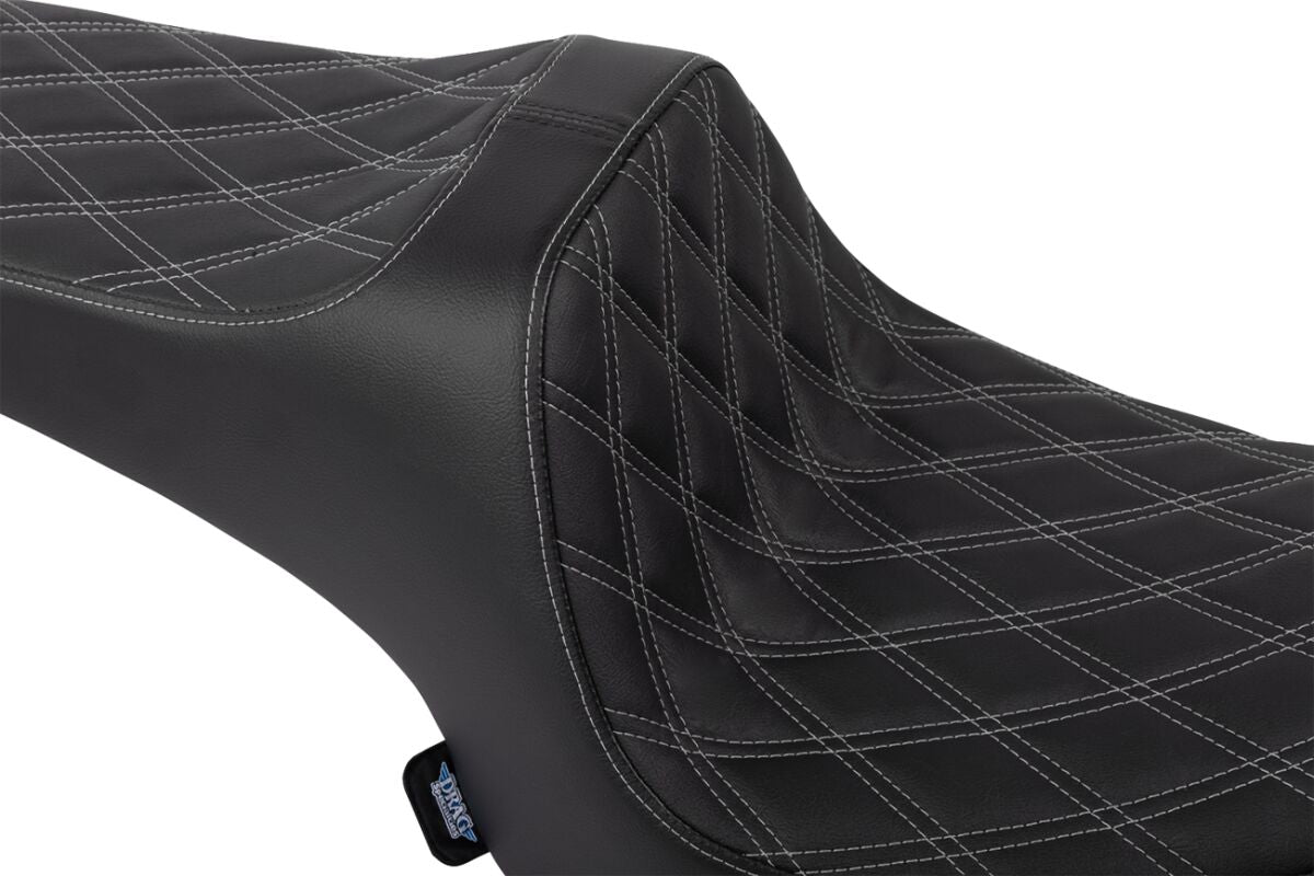 DRAG SPECIALTIES SEATS Predator III Seat - Vinyl - Double Diamond - Silver Stitch - Challenger 4718C