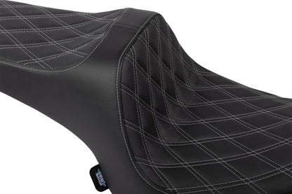DRAG SPECIALTIES SEATS Predator III Seat - Vinyl - Double Diamond - Silver Stitch - Challenger 4718C