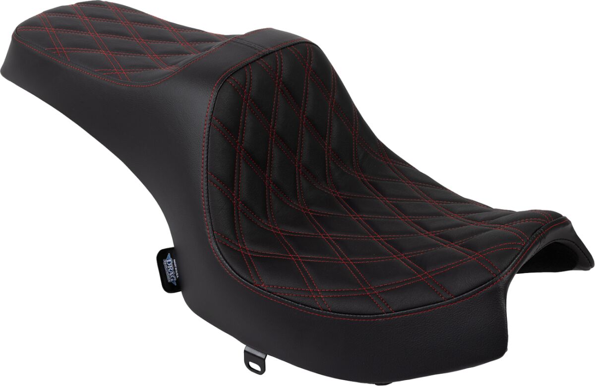 DRAG SPECIALTIES SEATS Predator III Seat - Vinyl - Double Diamond - Red Stitch - Challenger 4718D