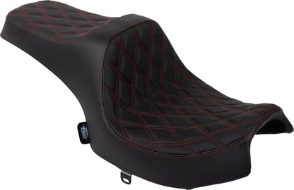 DRAG SPECIALTIES SEATS Predator III Seat - Vinyl - Double Diamond - Red Stitch - Challenger 4718D