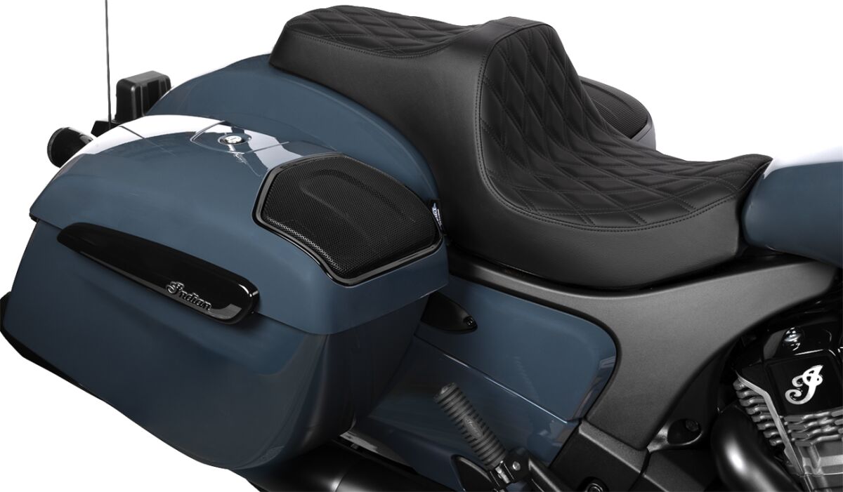 DRAG SPECIALTIES SEATS Predator III Seat - Solar Leather - Double Diamond - Black Stitch - Challenger 4718F