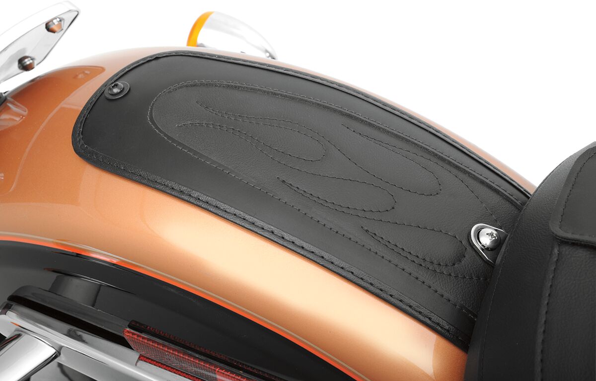 DRAG SPECIALTIES SEATS FENDER PROTECTOR FENDER SKINS REAR FLAME STITCH VINYL BLACK 1405-0137