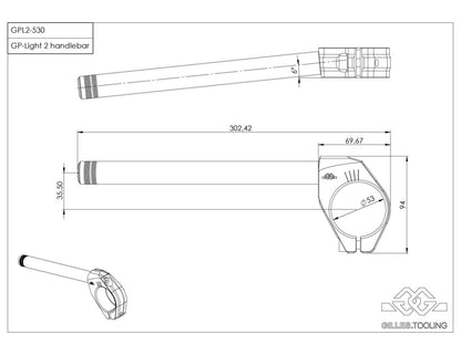 GILLES TOOLING HANDLEBAR GP-LIGHT 2 530 DUC. GPL2-530