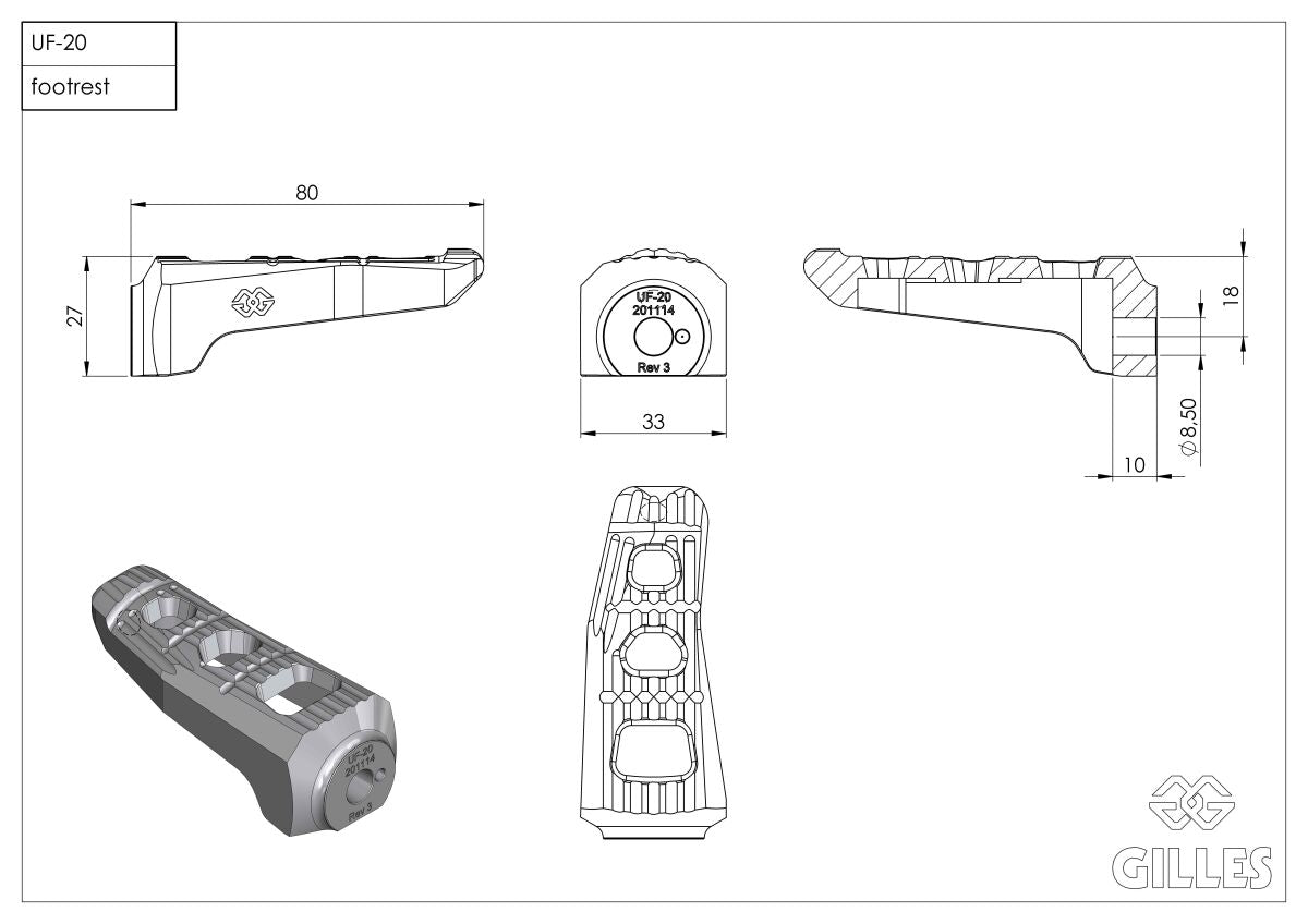 GILLES TOOLING DUCATI TOURING FOOT PEG SET RI RGK-580-UF20-SET-B