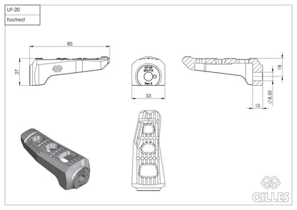 GILLES TOOLING DUCATI TOURING FOOT PEG SET RI RGK-580-UF20-SET-B